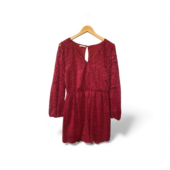 Maurices Deep Red Lace Romper/Dress - Picture 2 of 4
